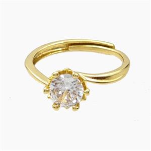 Copper Rings Pave Zirconia Adjustable Gold Plated, approx 8mm, 18mm dia [FD28155]