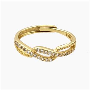 Copper Rings Pave Zirconia Adjustable Gold Plated, approx 5mm, 18mm dia [FD28159]