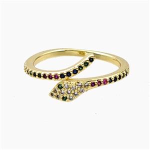 Copper Snake Rings Pave Zirconia Gold Plated, approx 3-6mm, 18mm dia [FD28161]