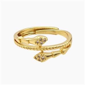 Copper Snake Rings Pave Zirconia Adjustable Gold Plated, approx 10mm, 18mm dia [FD28162]
