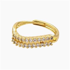 Copper Rings Pave Zirconia Adjustable Gold Plated, approx 5mm, 18mm dia [FD28163]