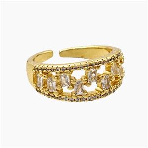 Copper Rings Pave Zirconia Gold Plated, approx 9mm, 18mm dia [FD28166]