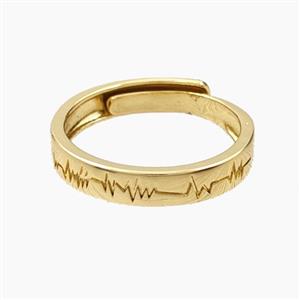 Copper Rings Electrocardiogram Gold Plated, approx 4mm, 18mm dia [FD28170]