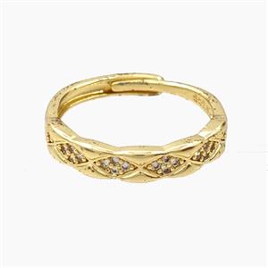 Copper Rings Pave Zirconia Gold Plated, approx 4mm, 18mm dia [FD28175]