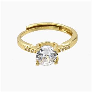Copper Rings Pave Zirconia Adjustable Gold Plated, approx 8mm, 18mm dia [FD28180]