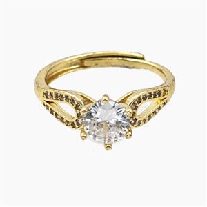 Copper Rings Pave Zirconia Adjustable Gold Plated, approx 8mm, 18mm dia [FD28181]