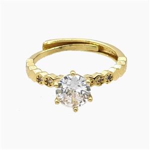 Copper Rings Pave Zirconia Adjustable Gold Plated, approx 8mm, 18mm dia [FD28182]