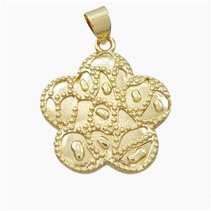 Copper Flower Pendant Bohemia Style Gold Plated, approx 25mm [FD28185]