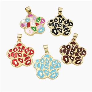 Copper Flower Pendant Enamel Bohemia Style Gold Plated Mixed, approx 25mm [FD28192]