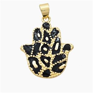 Copper Hamsahand Pendant Red Enamel Bohemia Style Gold Plated, approx 23-25mm [FD28195]
