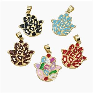 Copper Hamsahand Pendant Enamel Bohemia Style Gold Plated Mixed, approx 23-25mm [FD28200]