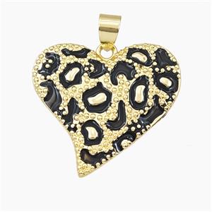 Copper Heart Pendant Black Enamel Bohemia Style Gold Plated, approx 27mm [FD28202]