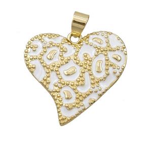 Copper Heart Pendant White Enamel Bohemia Style Gold Plated, approx 27mm [FD28203]