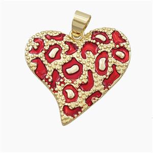 Copper Heart Pendant Red Enamel Bohemia Style Gold Plated, approx 27mm [FD28206]