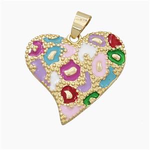 Copper Heart Pendant Multicolor Enamel Bohemia Style Gold Plated, approx 27mm [FD28207]