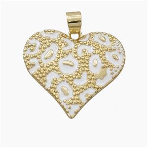 Copper Heart Pendant White Enamel Bohemia Style Gold Plated, approx 28mm [FD28210]