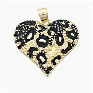 Copper Heart Pendant Black Enamel Bohemia Style Gold Plated, approx 28mm [FD28211]