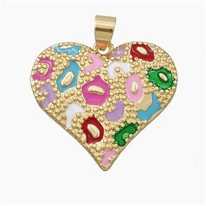 Copper Heart Pendant Multicolor Enamel Bohemia Style Gold Plated, approx 28mm [FD28215]