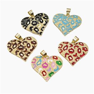 Copper Heart Pendant Enamel Bohemia Style Gold Plated Mixed, approx 28mm [FD28216]