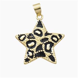 Copper Star Pendant Black Enamel Bohemia Style Gold Plated, approx 26mm [FD28218]