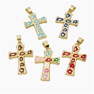 Copper Cross Pendant Enamel Bohemia Style Gold Plated Mixed, approx 20-28mm [FD28233]