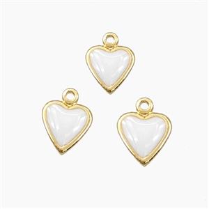 Copper Heart Pendant White Enamel Gold Plated, approx 6mm [FD28293]