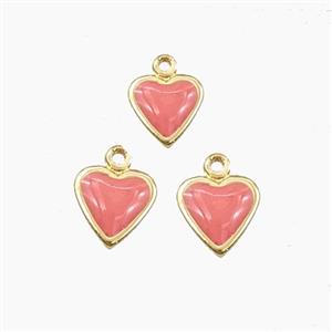 Copper Heart Pendant Pink Enamel Gold Plated, approx 6mm [FD28294]