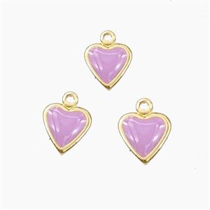 Copper Heart Pendant Lavender Enamel Gold Plated, approx 6mm [FD28297]