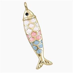 Copper Fish Pendant Enamel Gold Plated, approx 11-42mm [FD28305]