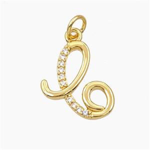 Copper Letter-C Pendant Pave Zirconia Gold Plated, approx 12-20mm [FD28347]