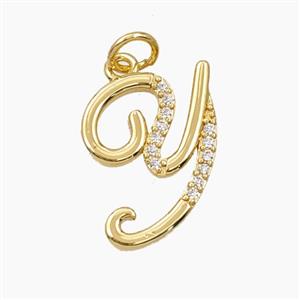 Copper Letter-Y Pendant Pave Zirconia Gold Plated, approx 12-20mm [FD28369]