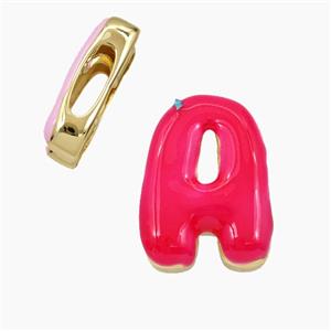 Copper Letter-A Beads Enamel Flat Hole Gold Plated, approx 13-21mm, 3-11mm hole [FD28372]