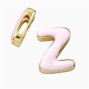 Copper Letter-Z Beads Enamel Flat Hole Gold Plated, approx 13-21mm, 3-11mm hole [FD28397]