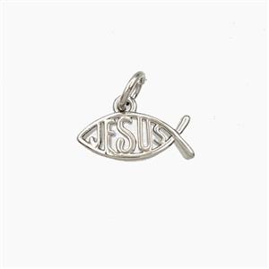 Copper Fish Pendant Jesus Platinum Plated, approx 5-13mm [FD28403]