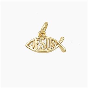Copper Fish Pendant Jesus Gold Plated, approx 5-13mm [FD28404]