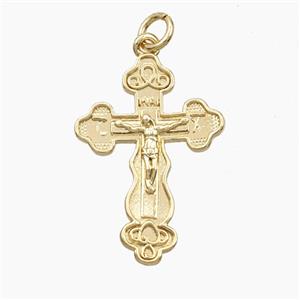 Crucifix Cross Chrams Copper Pendant Jesus Gold Plated, approx 19-26mm [FD28421]