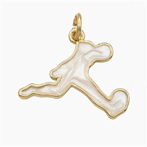Copper Runner Pendant White Enamel Sports Gold Plated, approx 15-22mm [FD28431]