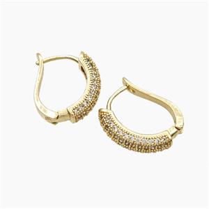 Copper Latchback Earrings Pave Zirconia Gold Plated, approx 16-17mm [FD28451]