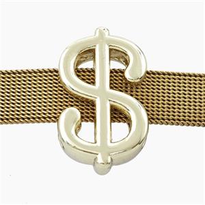 Dollar Sign Charms Copper Beads Flat Hole Gold Plated, approx 16-25mm, 3-16mm hole [FD28463]