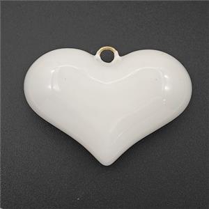 Copper Heart Pendant White Enamel Hollow Gold Plated, approx 26-38mm [FD28480]