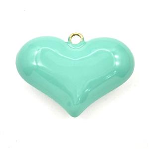 Copper Heart Pendant Green Enamel Hollow Gold Plated, approx 26-38mm [FD28481]