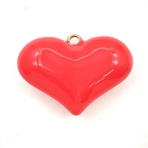 Copper Heart Pendant Red Enamel Hollow Gold Plated, approx 26-38mm [FD28482]