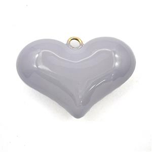 Copper Heart Pendant Gray Enamel Hollow Gold Plated, approx 26-38mm [FD28484]
