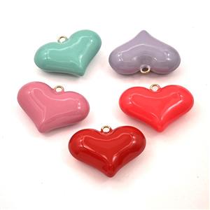 Copper Heart Pendant White Enamel Hollow Gold Plated Mixed, approx 26-38mm [FD28486]