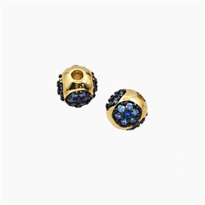 Copper Round Beads Micropave Zirconia Gold Plated, approx 6mm [FD28524]
