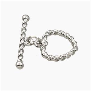 Copper Toggle Clasp Heart Platinum Plated, approx 12mm, 20mm [FD28536]