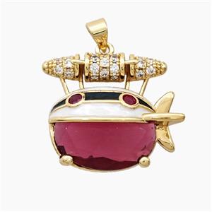 Hot Air Ballon Charms Copper Pendant Pave Zirconia Gold Plated, approx 22-23mm [FD28546]