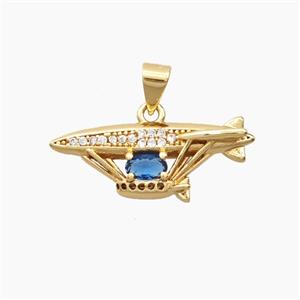 Hot Air Ballon Charms Copper Pendant Pave Zirconia Gold Plated, approx 10-25mm [FD28547]