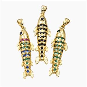 Copper Fish Pendant Pave Zirconia Gold Plated Mixed, approx 10-33mm [FD28553]