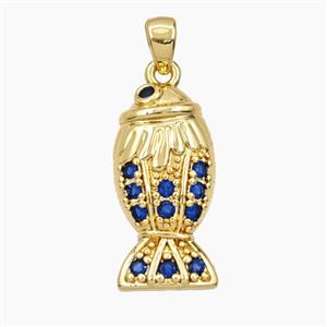 Copper Fish Pendant Pave Zirconia Gold Plated, approx 10-20mm [FD28558]